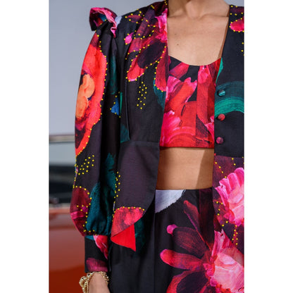The Dramebaaz Company Carnations Skirt with Bustier and Blazer (Set of 3)