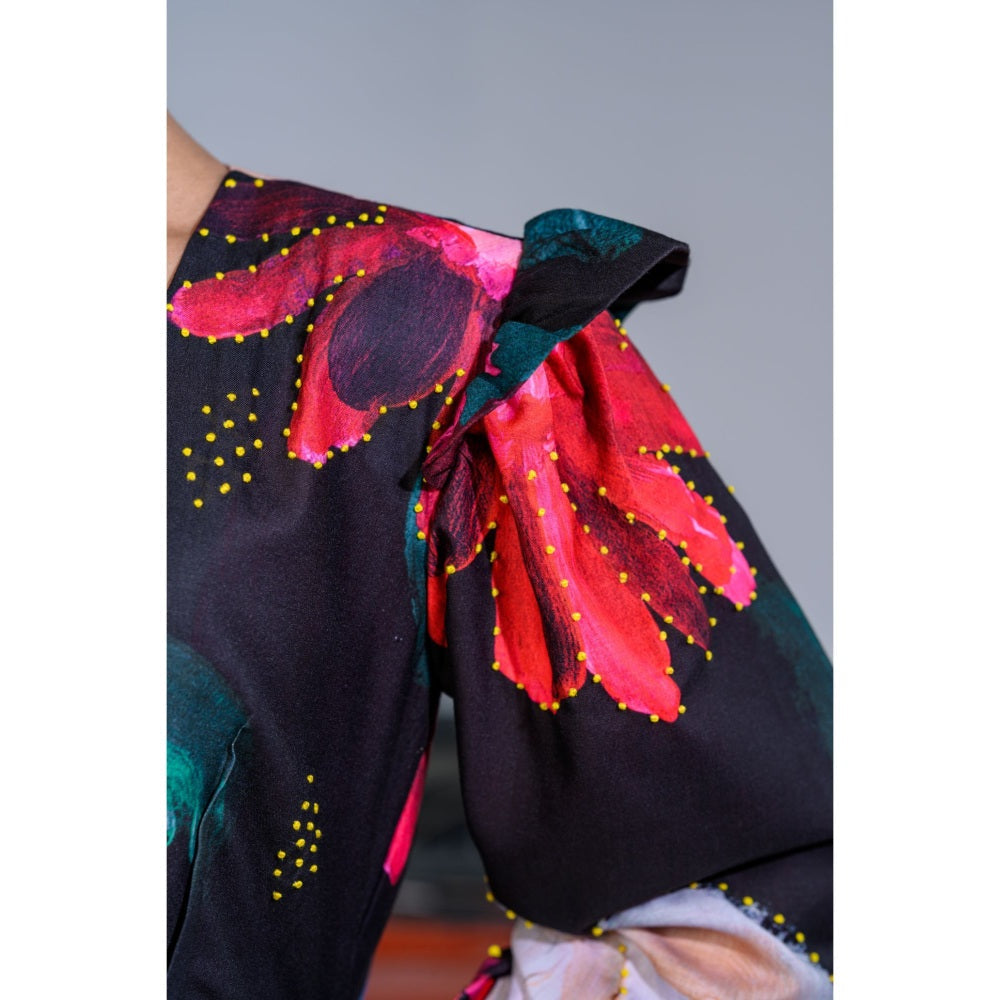 The Dramebaaz Company Carnations Skirt with Bustier and Blazer (Set of 3)