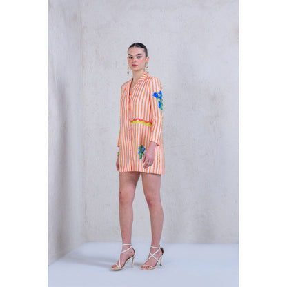 The Dramebaaz Company Sunset Streak Button Down Dress