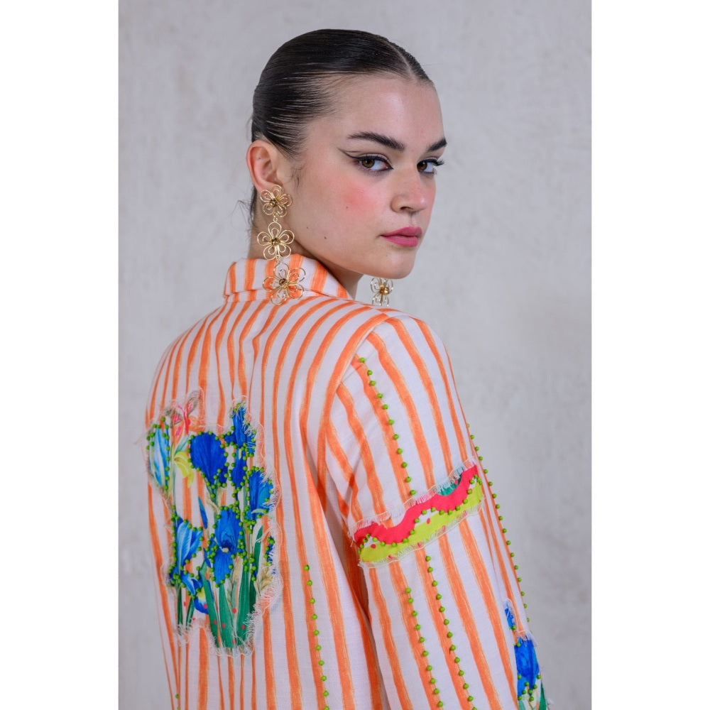 The Dramebaaz Company Sunset Streak Button Down Dress