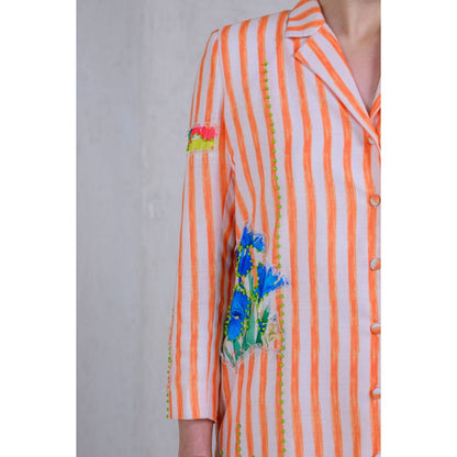 The Dramebaaz Company Sunset Streak Button Down Dress