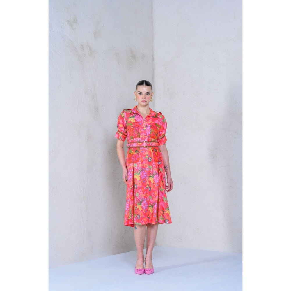 The Dramebaaz Company Prism Petal Shirt Dress with Belt (Set of 2)