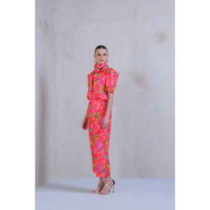 The Dramebaaz Company Pink Printed Wildflower Co-Ord (Set of 2)