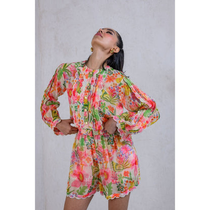 The Dramebaaz Company Floral Printed Whimsy Top with Shorts (Set of 2)