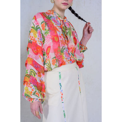 The Dramebaaz Company Botanical Magic Organaza Skirt with Top (Set of 2)