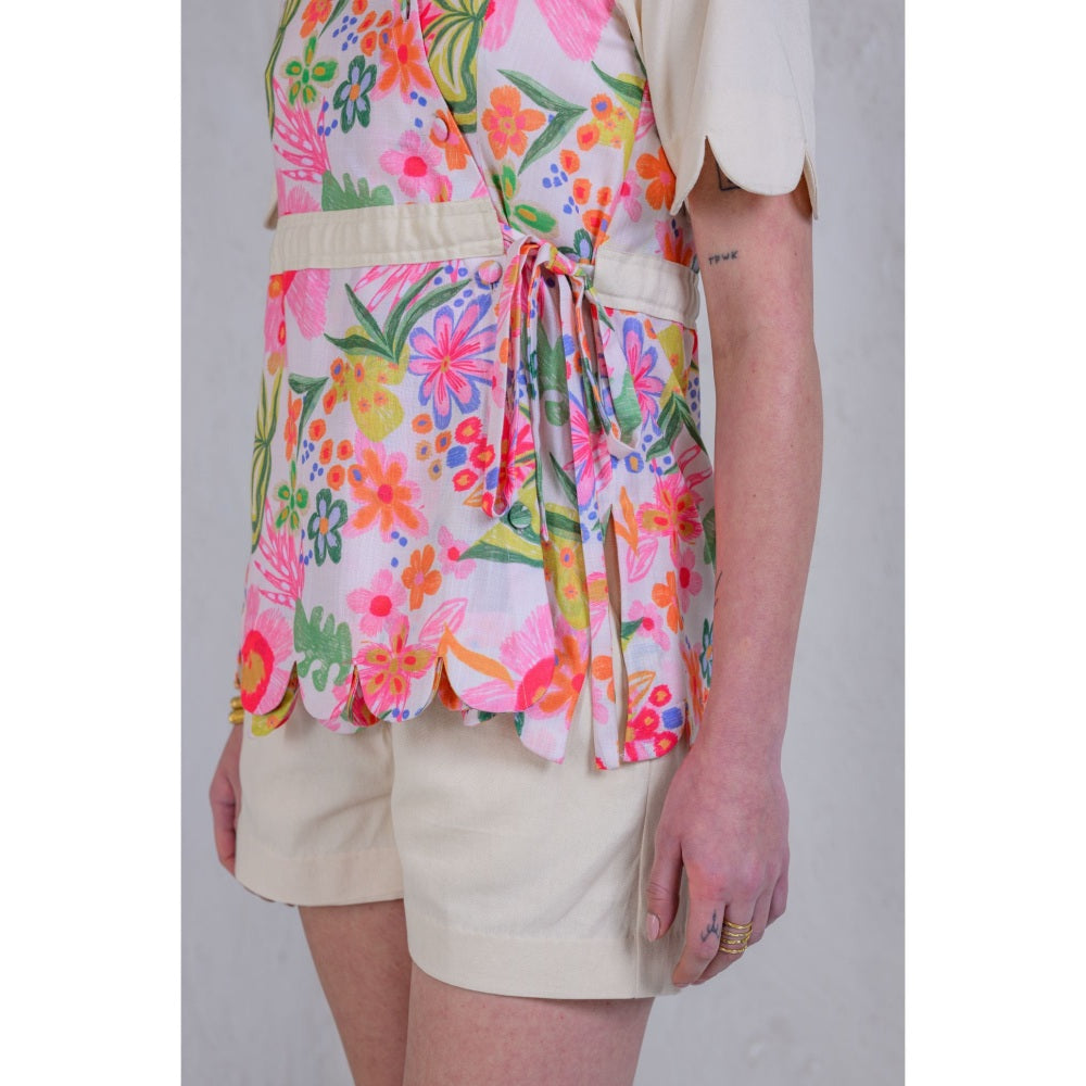 The Dramebaaz Company Floral Garden Glam Shorts with Top (Set of 2)