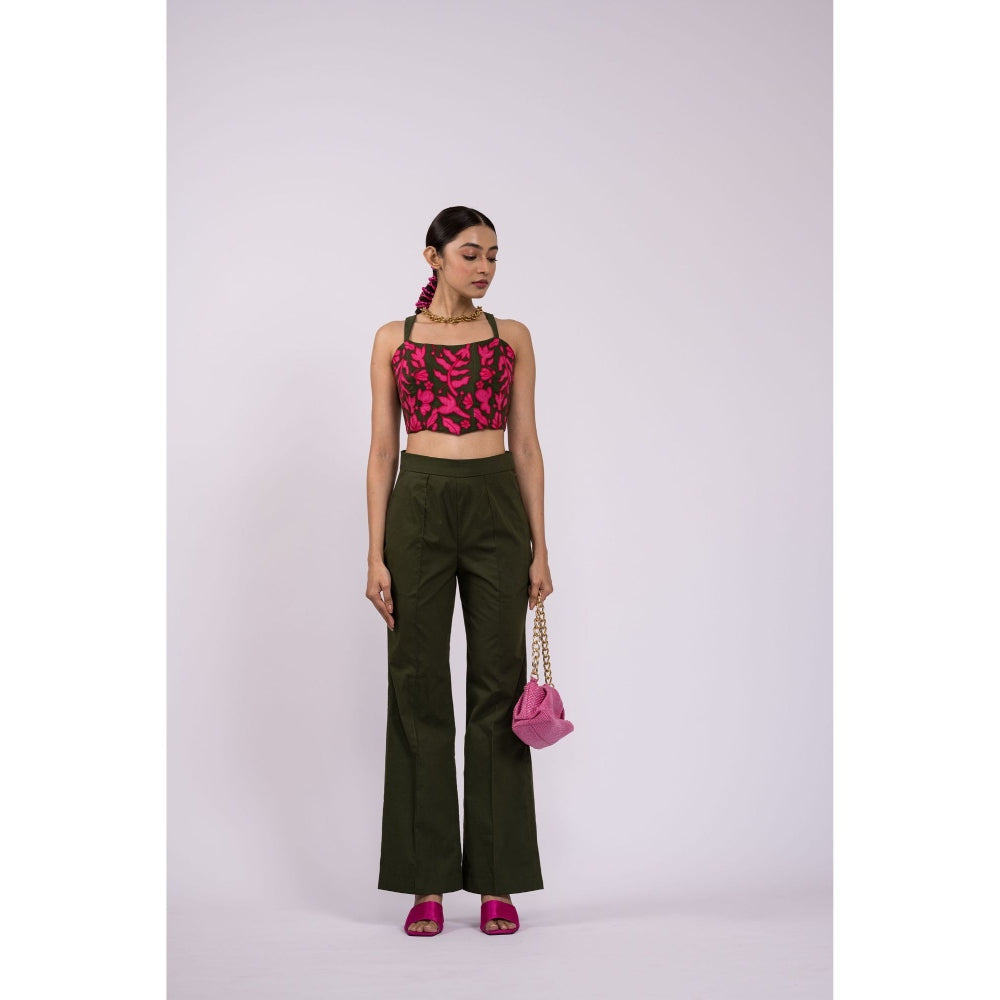 The Dramebaaz Company Aloha Floral Embroidered Corset with Pant (Set of 2)