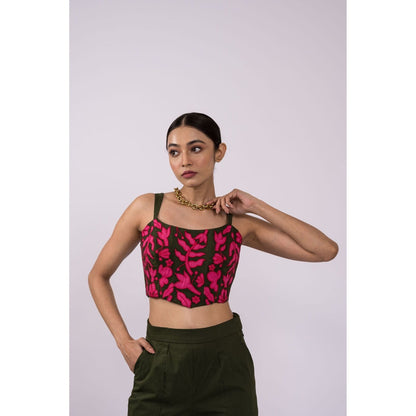 The Dramebaaz Company Aloha Floral Embroidered Corset with Pant (Set of 2)