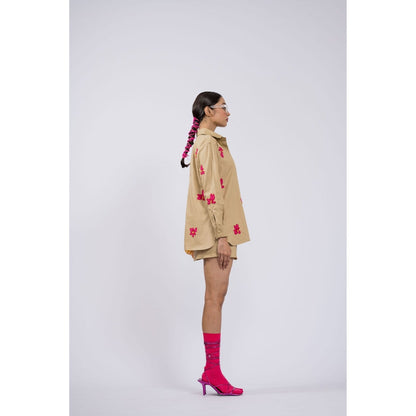 The Dramebaaz Company Roseate Embroidered Skirt Set (Set of 3)