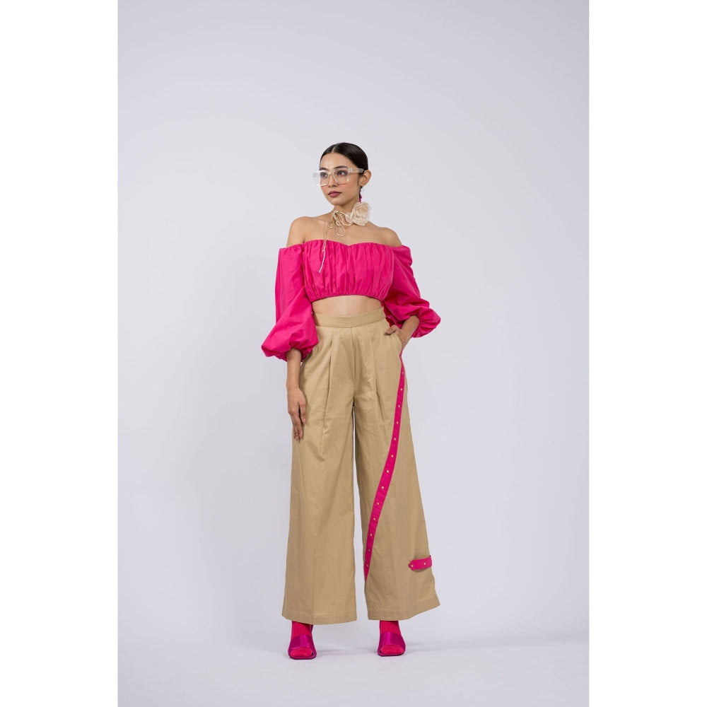 The Dramebaaz Company Poppy Off Shoulder Crop Top with Pant (Set of 2)
