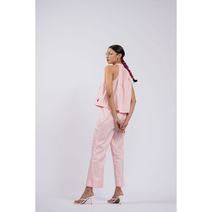 The Dramebaaz Company Upon Her Blush Halter Co-Ord (Set of 2)