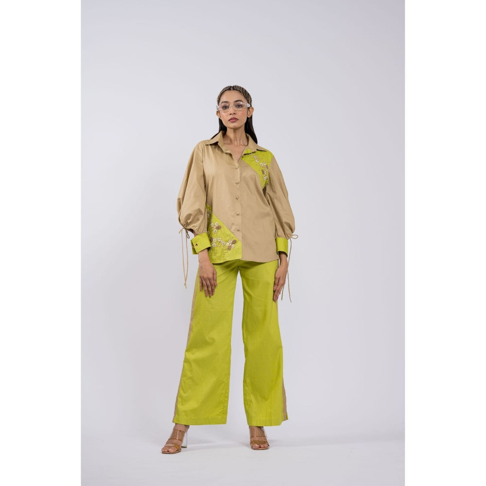 The Dramebaaz Company Floral Embroidered Gerbera Shirt with Pant (Set of 2)