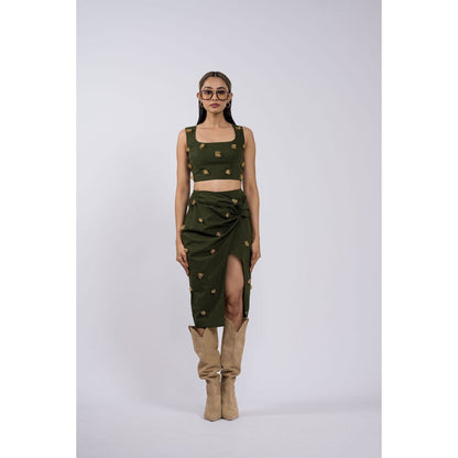 The Dramebaaz Company Olva Drape Skirt with Crop Top (Set of 2)