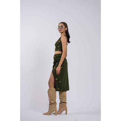 The Dramebaaz Company Olva Drape Skirt with Crop Top (Set of 2)