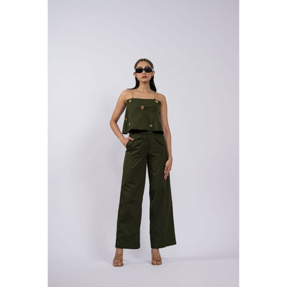 The Dramebaaz Company Green Olva Embellished Co-Ord (Set of 2)