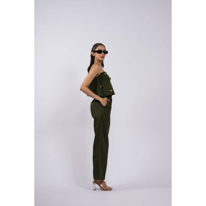 The Dramebaaz Company Green Olva Embellished Co-Ord (Set of 2)