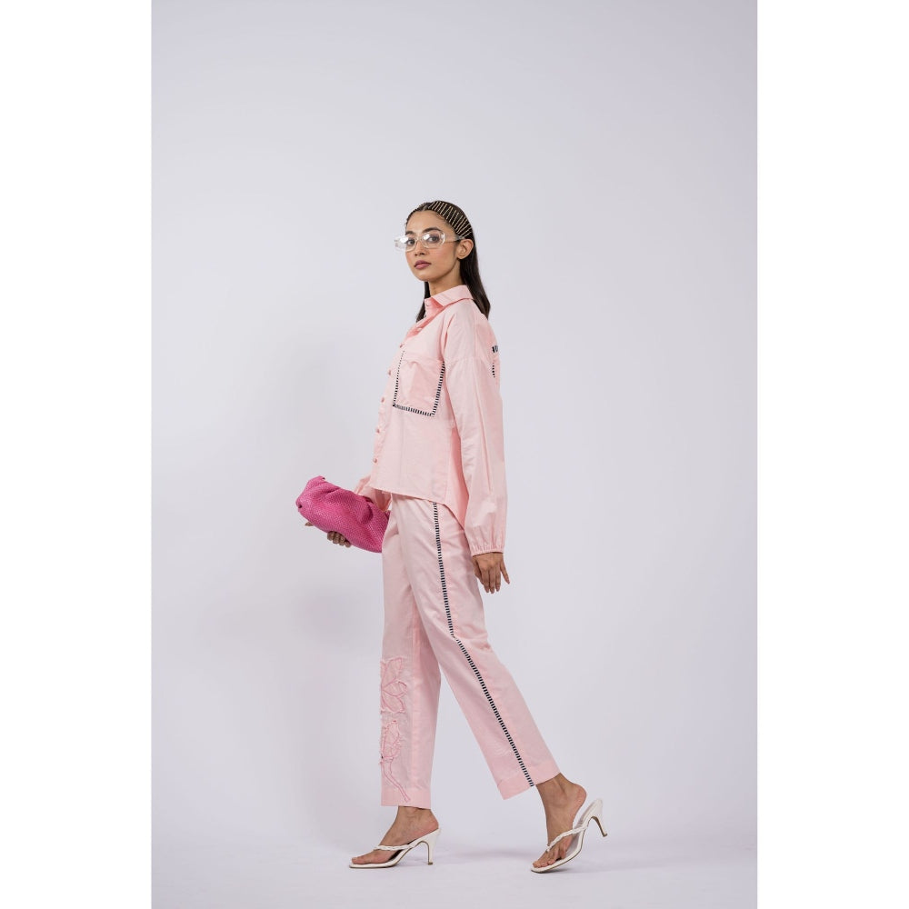 The Dramebaaz Company Blush Maiden Embroidered Co-Ord (Set of 2)