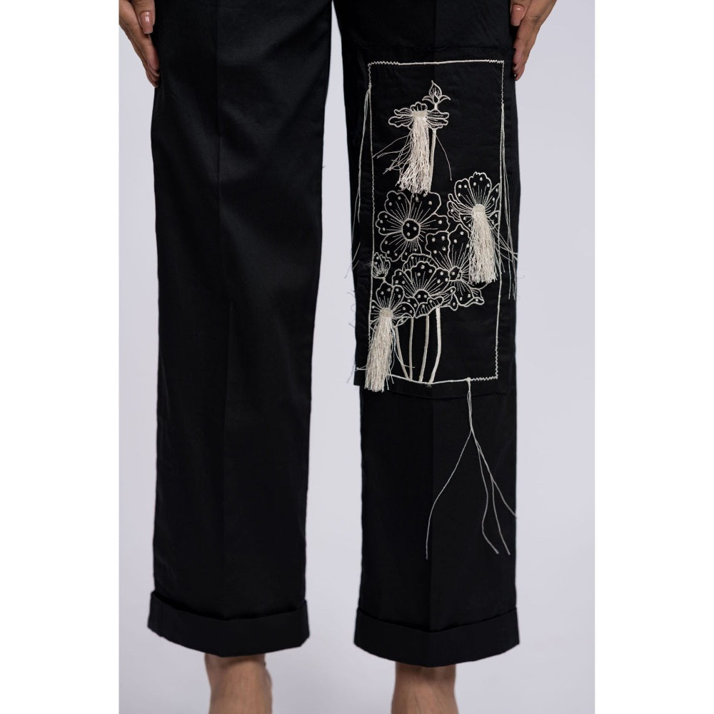 The Dramebaaz Company Black Reza Embroidered Co-Ord (Set of 2)