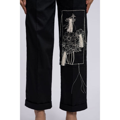 The Dramebaaz Company Black Reza Embroidered Co-Ord (Set of 2)