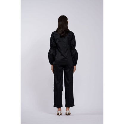 The Dramebaaz Company Black Reza Embroidered Co-Ord (Set of 2)