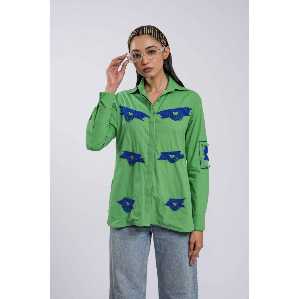The Dramebaaz Company Leah Oversized Green Shirt