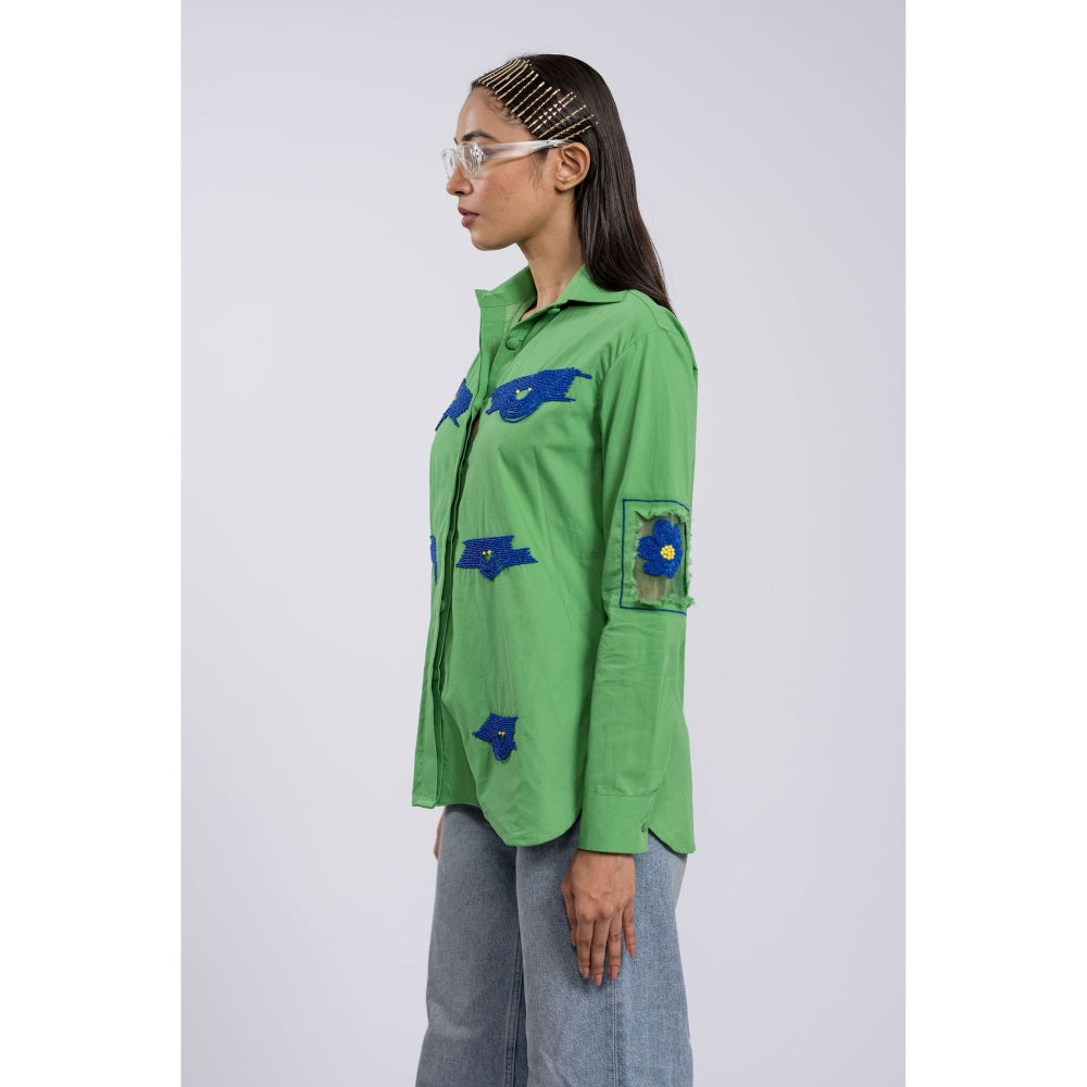 The Dramebaaz Company Leah Oversized Green Shirt
