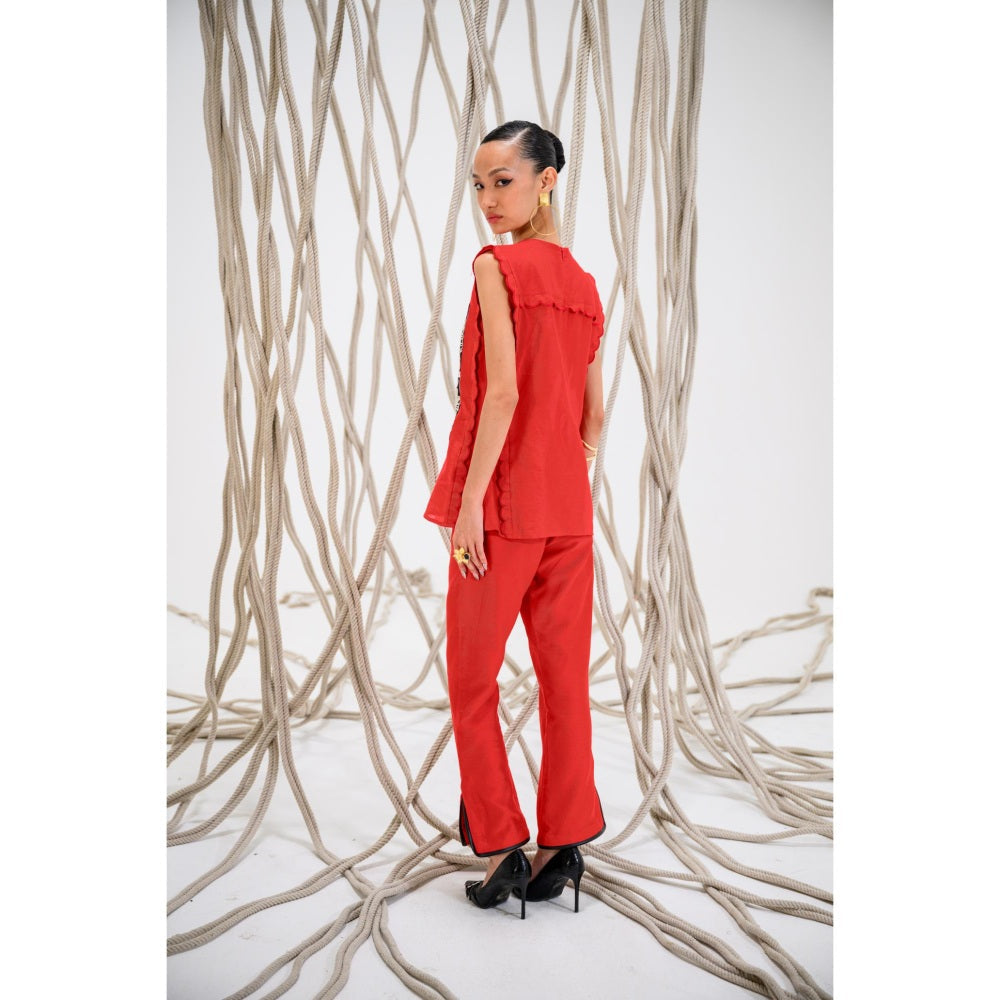 The Dramebaaz Company Red Scarlet Printed Top and Pant (Set of 2)