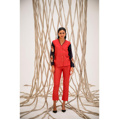 The Dramebaaz Company Red Eclipse Printed Shirt