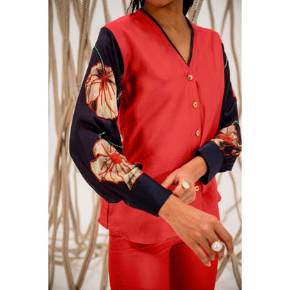 The Dramebaaz Company Red Eclipse Printed Shirt