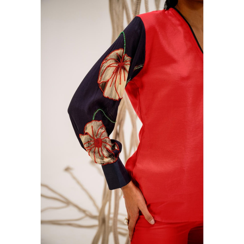The Dramebaaz Company Red Eclipse Printed Shirt