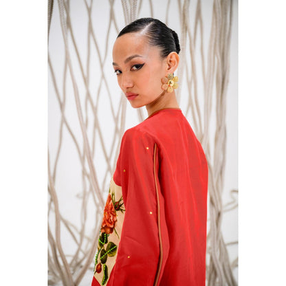 The Dramebaaz Company Red Roselle Printed Shirt