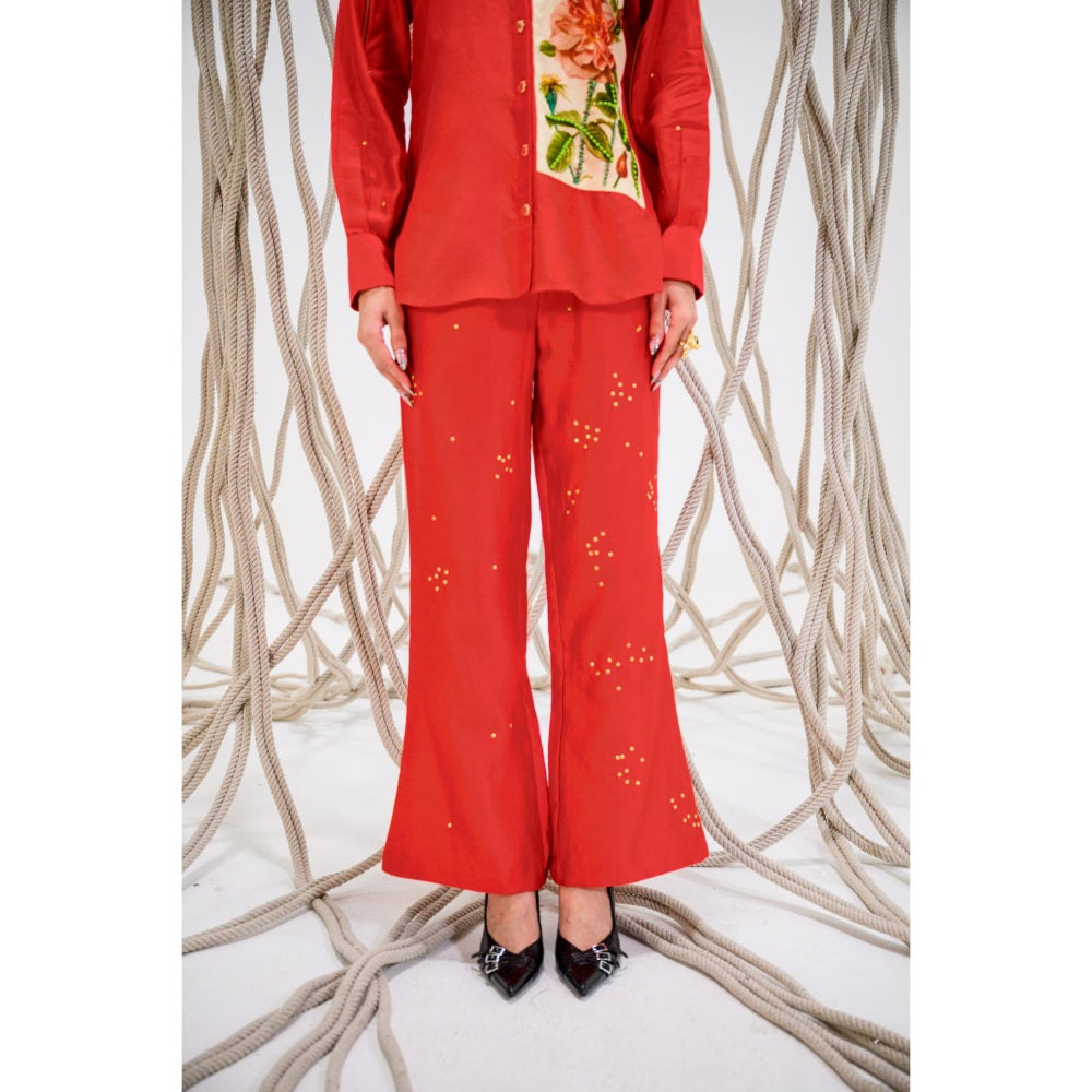 The Dramebaaz Company Red Roselle Pant