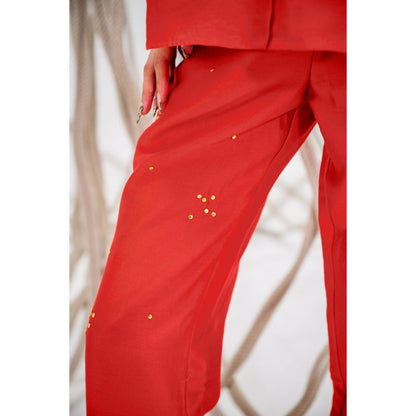 The Dramebaaz Company Red Roselle Pant