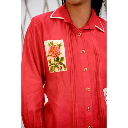 The Dramebaaz Company Red Edenia Printed Shirt