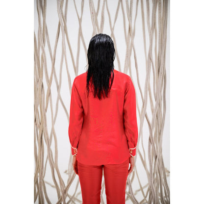 The Dramebaaz Company Red Edenia Printed Shirt