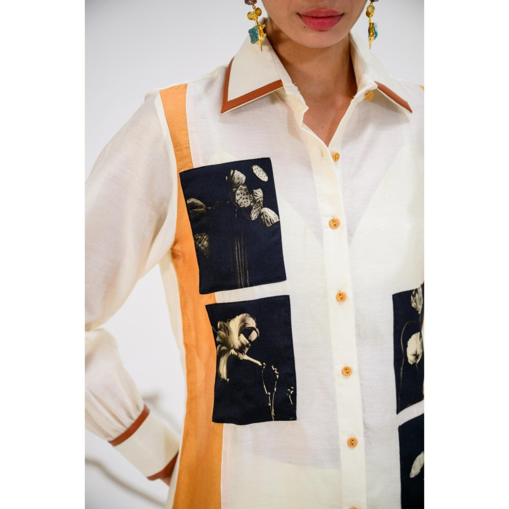 The Dramebaaz Company Ivory Sienna Printed Shirt