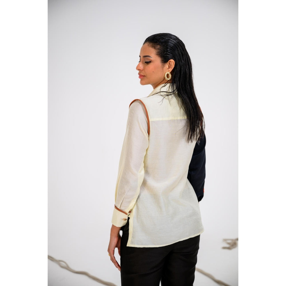 The Dramebaaz Company Ivory Tulip Embellished Shirt