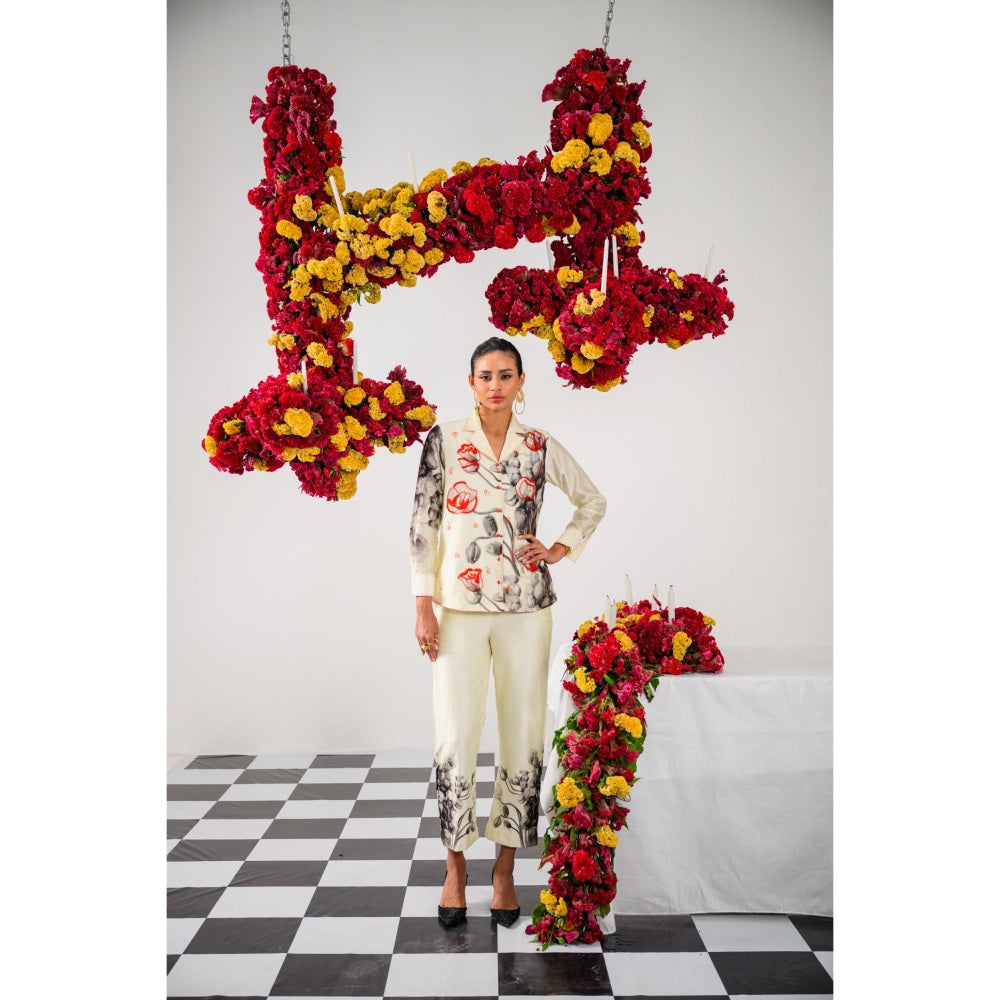 The Dramebaaz Company Amour Floral Print Shirt and Pant (Set of 2)