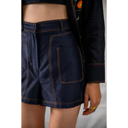 The Dramebaaz Company Navy Blue Heirloom Shorts