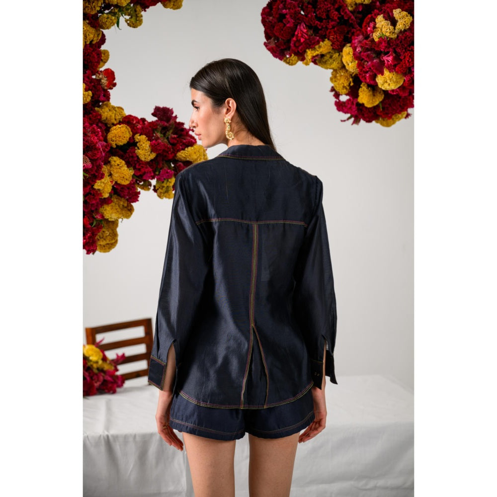 The Dramebaaz Company Heirloom Petals Embellished Shirt and Shorts (Set of 2)