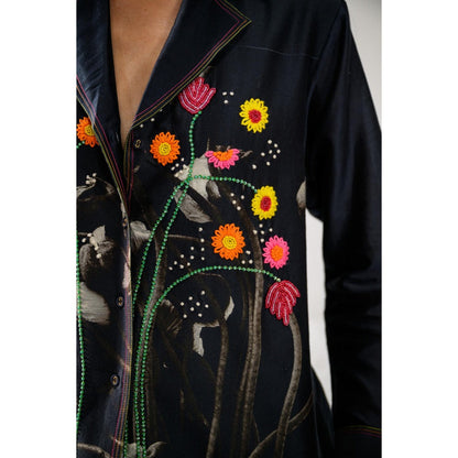 The Dramebaaz Company Heirloom Petals Embellished Shirt and Shorts (Set of 2)
