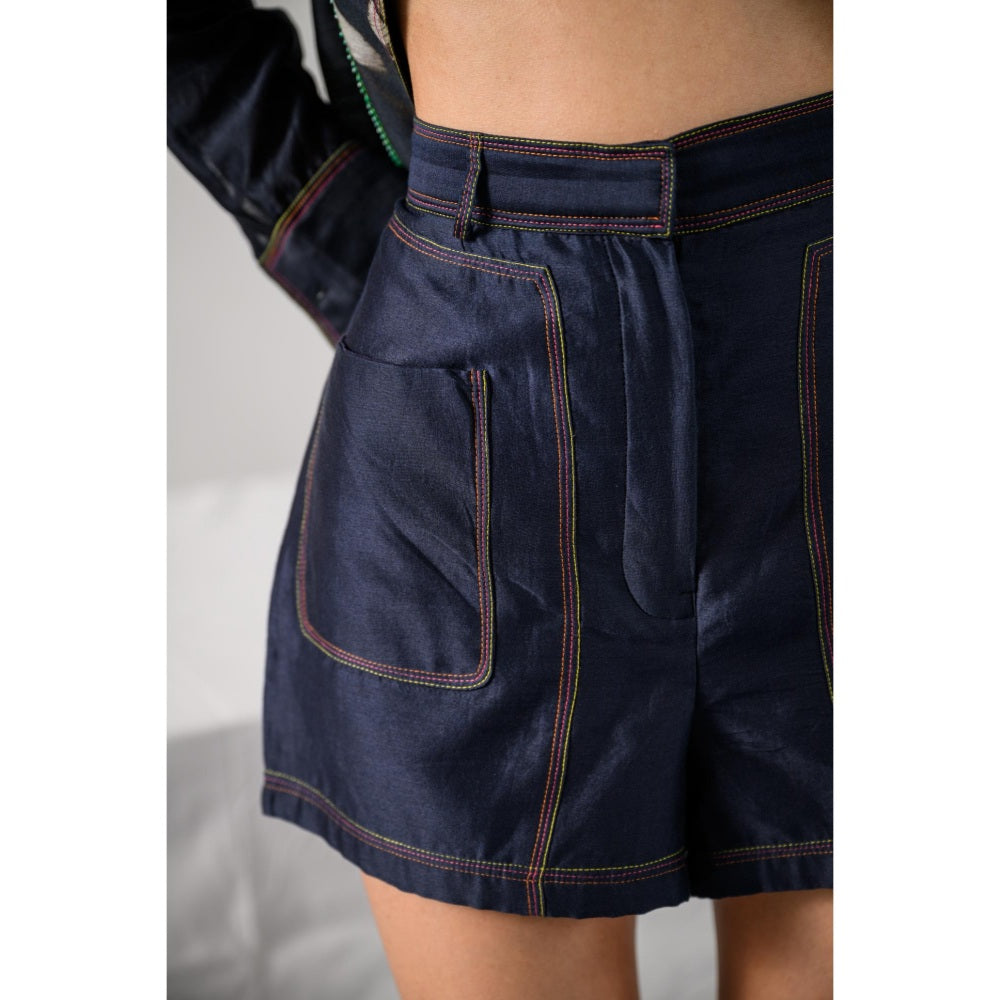 The Dramebaaz Company Heirloom Petals Embellished Shirt and Shorts (Set of 2)