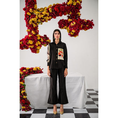 The Dramebaaz Company Black Grace Embellished Shirt