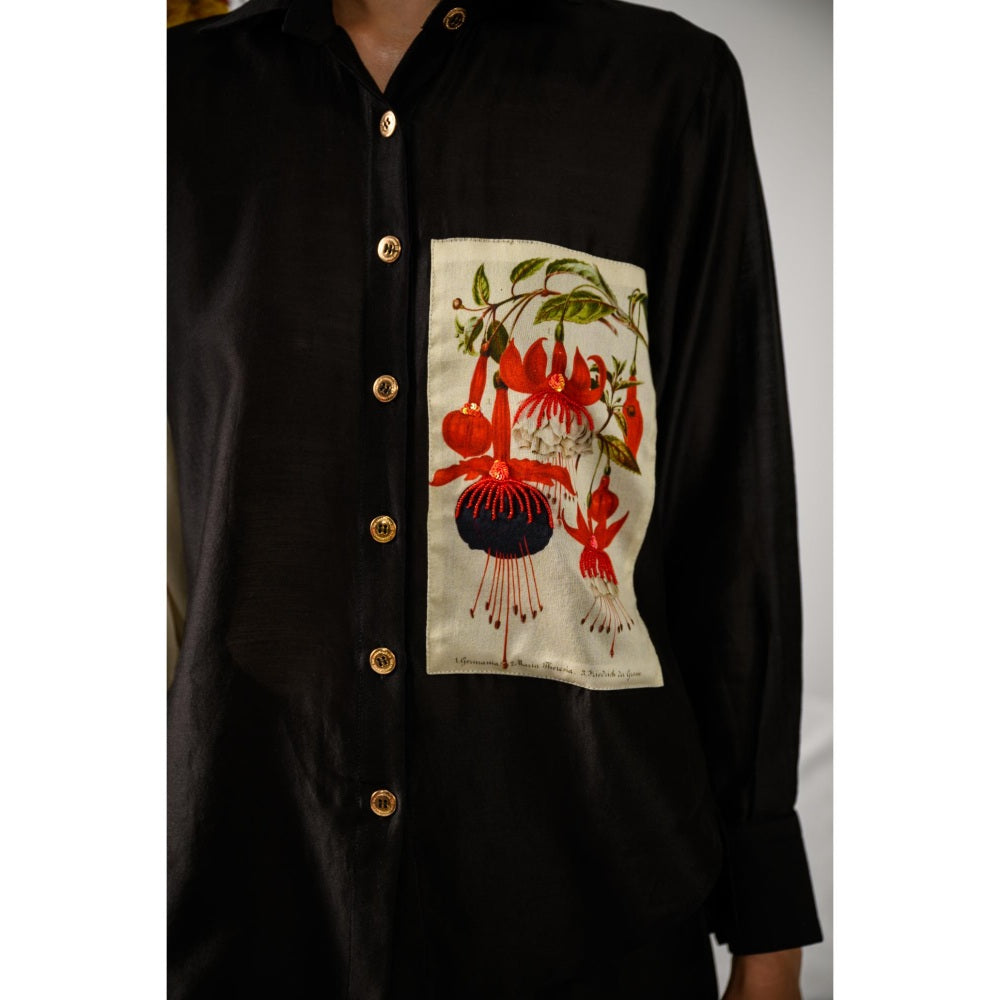 The Dramebaaz Company Black Grace Embellished Shirt