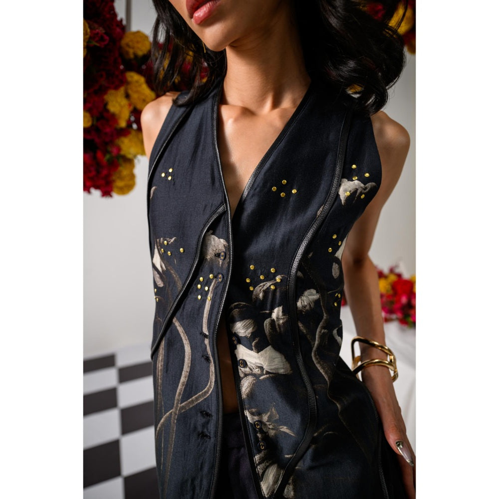 The Dramebaaz Company Black Celestial Waistcoat