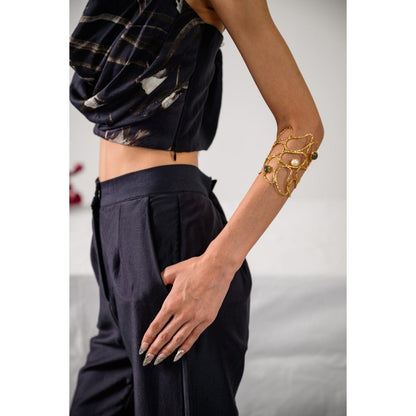 The Dramebaaz Company Midnight Monarch Printed Bustier and Pant (Set of 2)