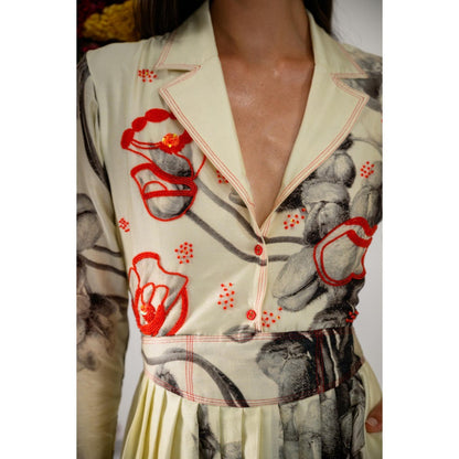 The Dramebaaz Company Amour Pleated Printed Dress