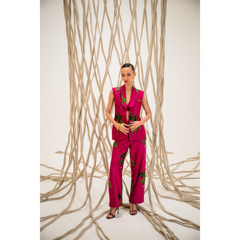 The Dramebaaz Company Pink Byzantine Printed Blazer and Pant (Set of 2)