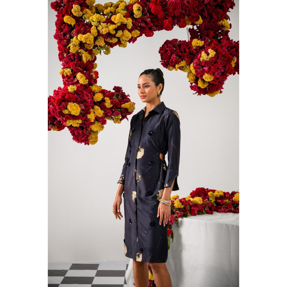 The Dramebaaz Company Black Nocturne Cut Out Midi Dress