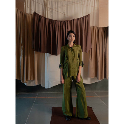 The Burnt Toast Olive Embroidered Cuff Co-Ord (Set of 2)